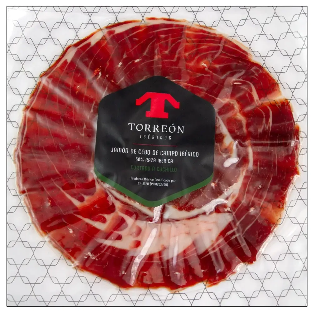 Jamón Ibérico de Cebo de Campo 100g Cut with a Knife (Green Seal Ham)
