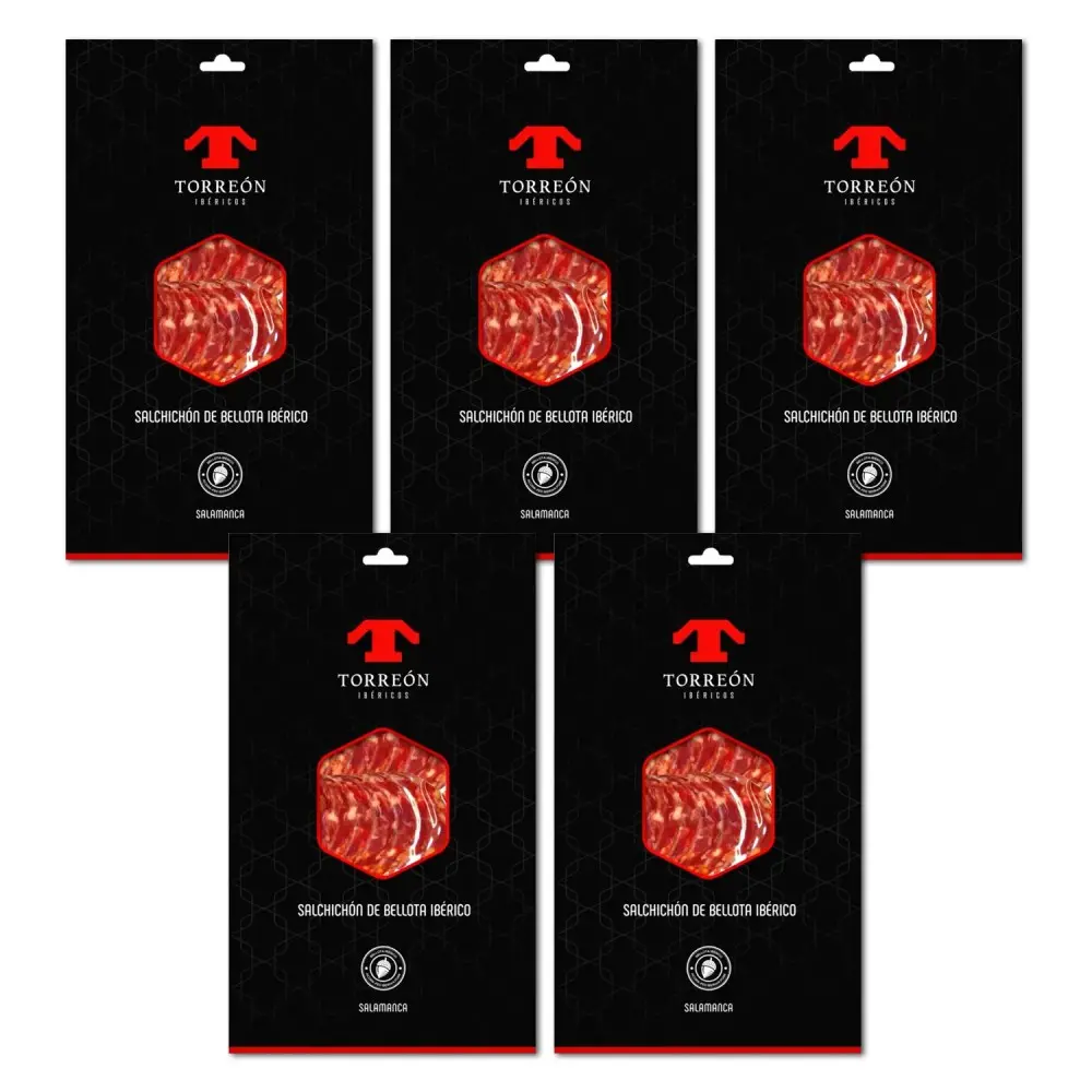 Pack 5 Astucci - Salchichón Ibérico de Bellota (400g Totali - 5x80g Affettato)