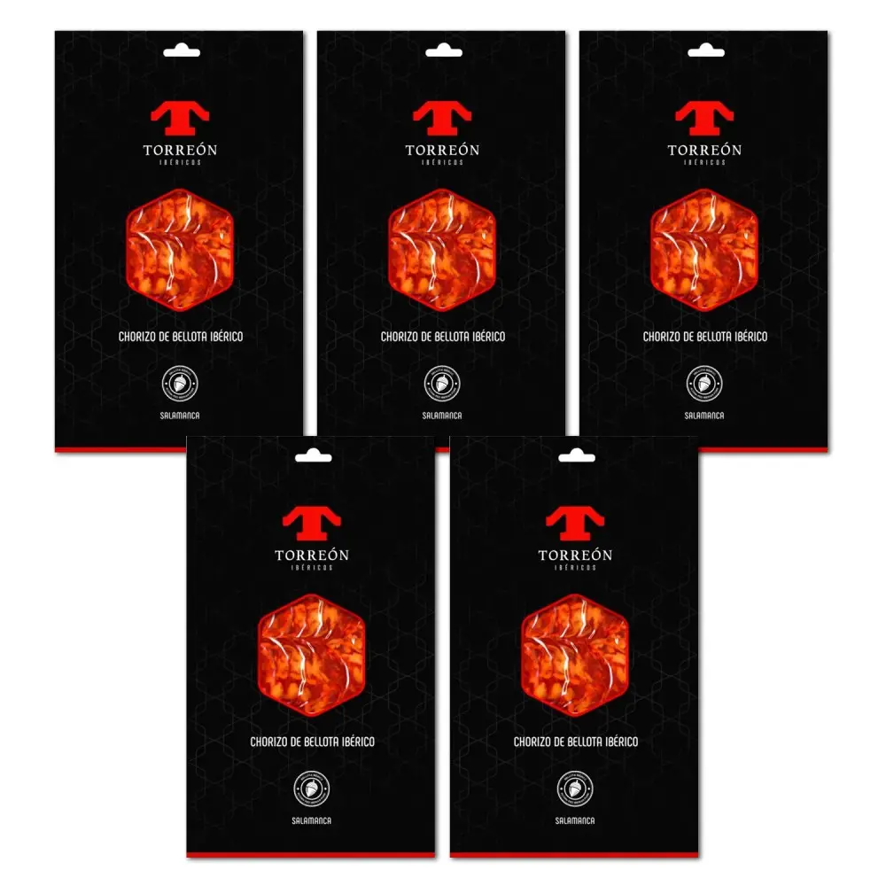 Pack 5 Cases - Chorizo Ibérico de Bellota (400g Total - 5x80g Sliced)